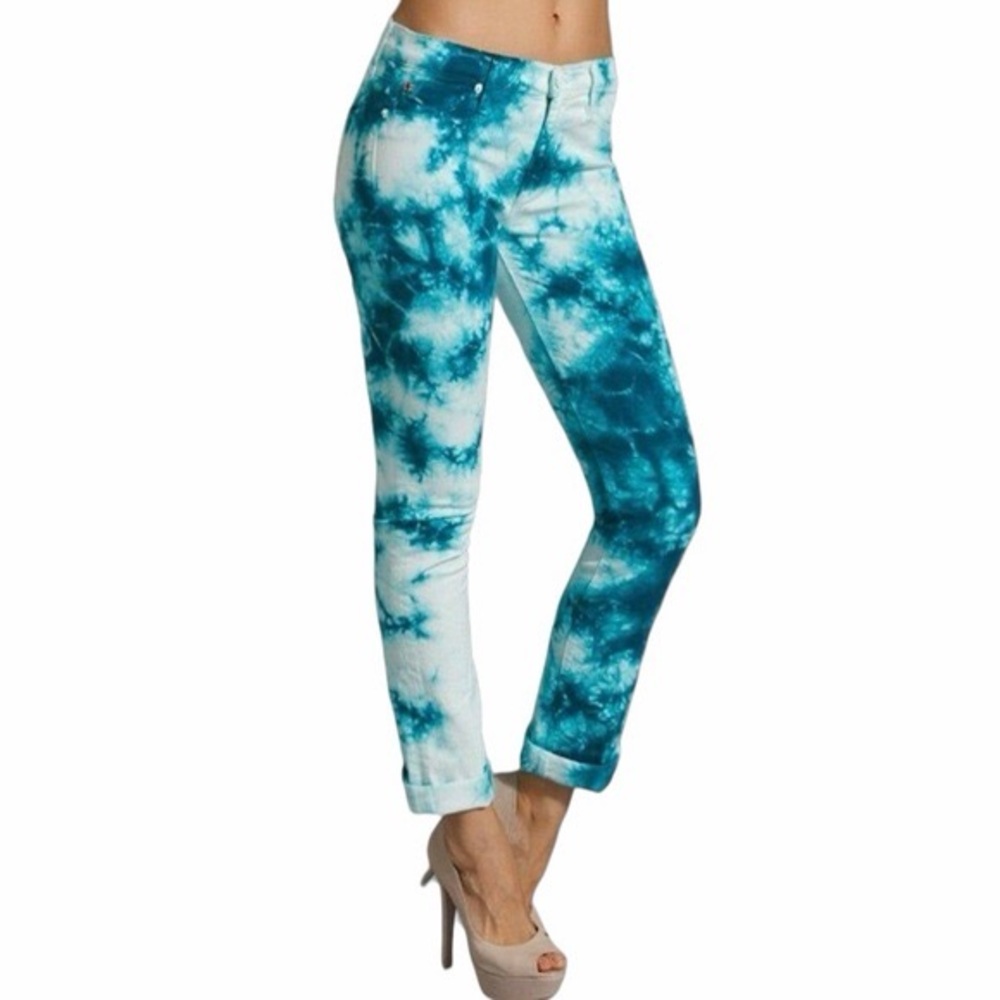 Hudson Jeans Tilda Midrise Cuff Straight Tye-Dye Skinny Jeans Size 25 XS 0